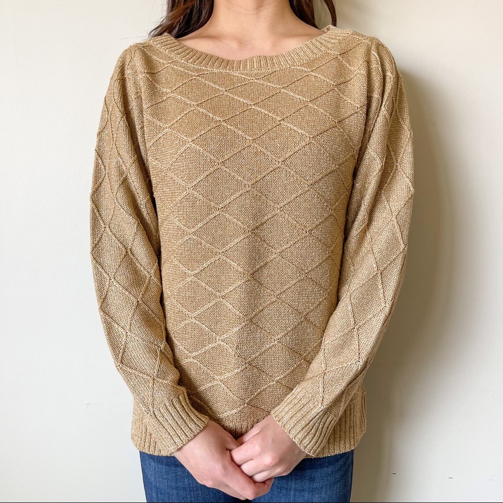 NWT SAGHARBOR Light Gold Glitter Crewneck Sweater